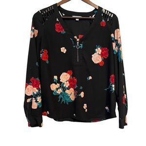 Candie's Floral Rose Print Top